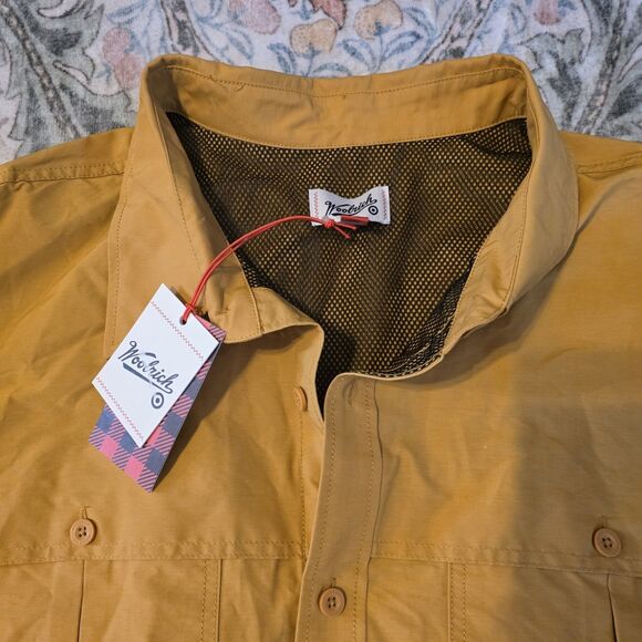 NEW Woolrich Gold / Mustard Vented Long Sleeve Fishing Shirt Outdoor Mens XXL - Picture 2 of 9